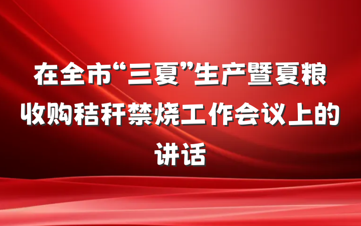 在全市“三夏”生产暨夏粮收购秸秆禁烧工作会议上的讲话