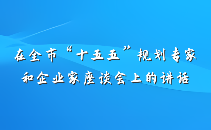 在全市“十五五”规划专家和企业家座谈会上的讲话