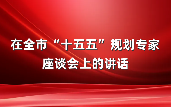 在全市“十五五”规划专家座谈会上的讲话