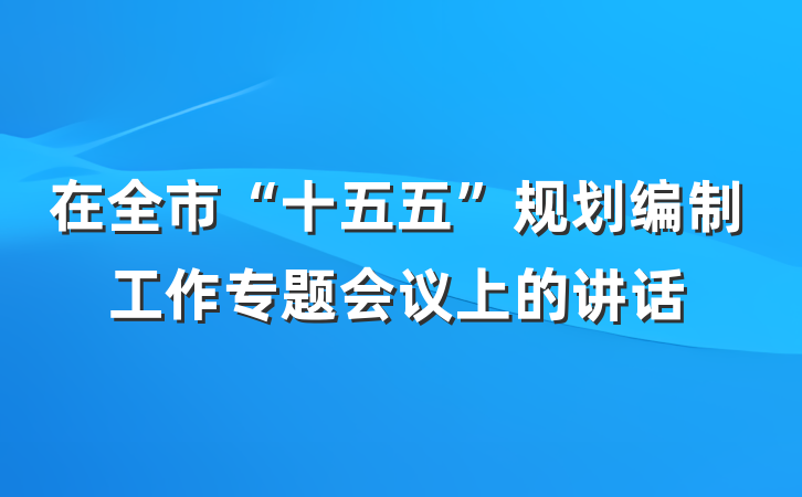 在全市“十五五”规划编制工作专题会议上的讲话