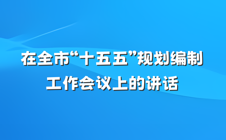 在全市“十五五”规划编制工作会议上的讲话