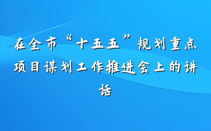 在全市“十五五”规划重点项目谋划工作推进会上的讲话