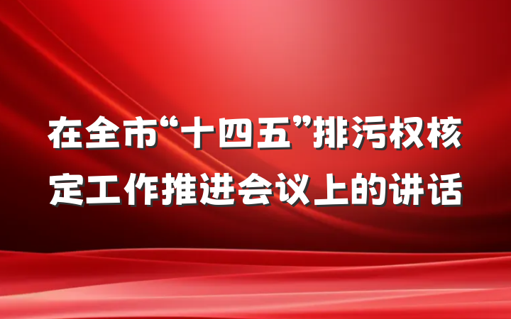 在全市“十四五”排污权核定工作推进会议上的讲话
