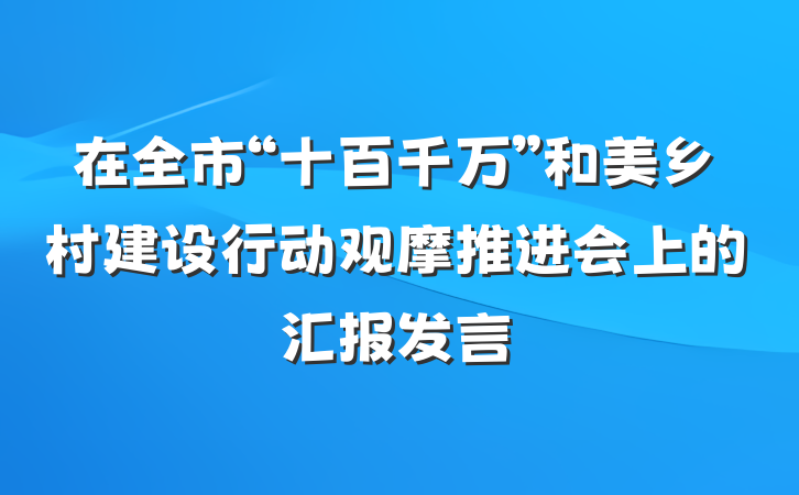 在全市“十百千万”和美乡村建设行动观摩推进会上的汇报发言