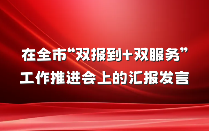 在全市“双报到 双服务”工作推进会上的汇报发言