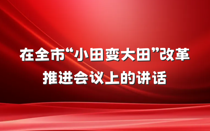 在全市“小田变大田”改革推进会议上的讲话