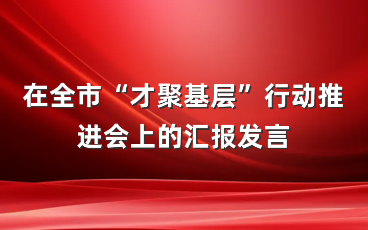 在全市“才聚基层”行动推进会上的汇报发言