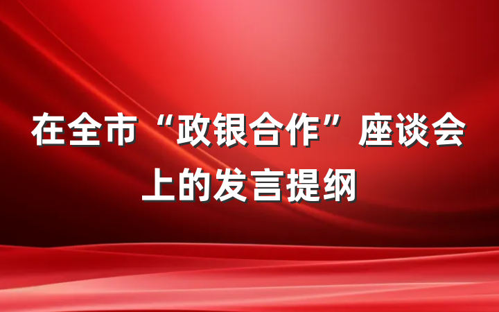 在全市“政银合作”座谈会上的发言提纲