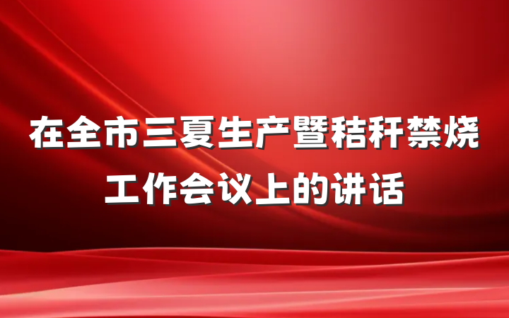 在全市三夏生产暨秸秆禁烧工作会议上的讲话