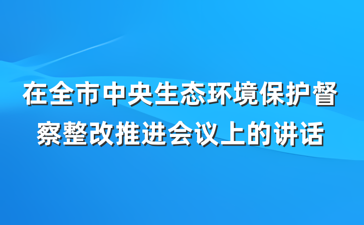 在全市中央生态环境保护督察整改推进会议上的讲话