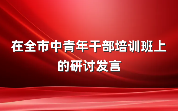 在全市中青年干部培训班上的研讨发言