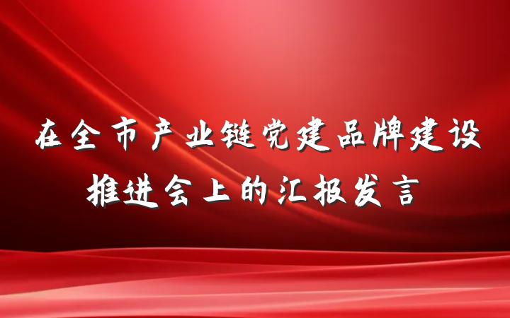 在全市产业链党建品牌建设推进会上的汇报发言