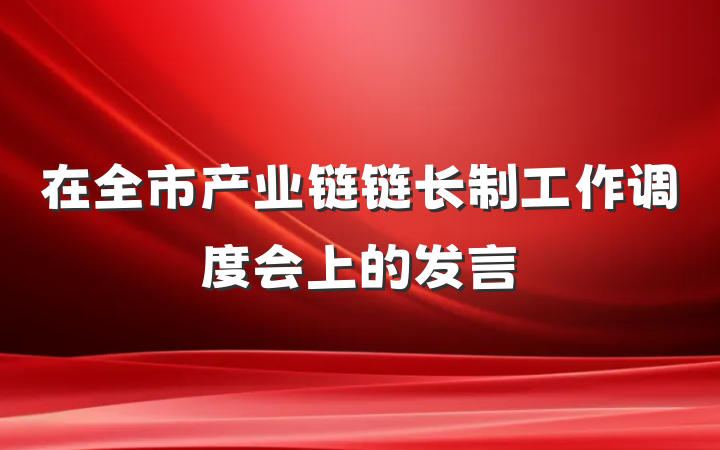 在全市产业链链长制工作调度会上的发言