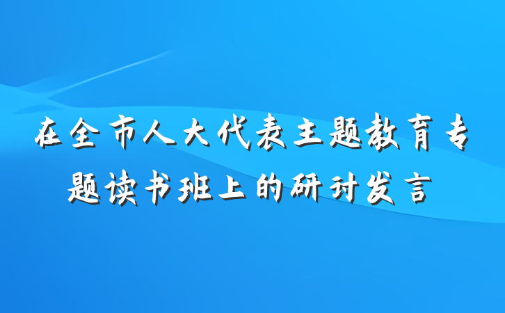在全市人大代表主题教育专题读书班上的研讨发言