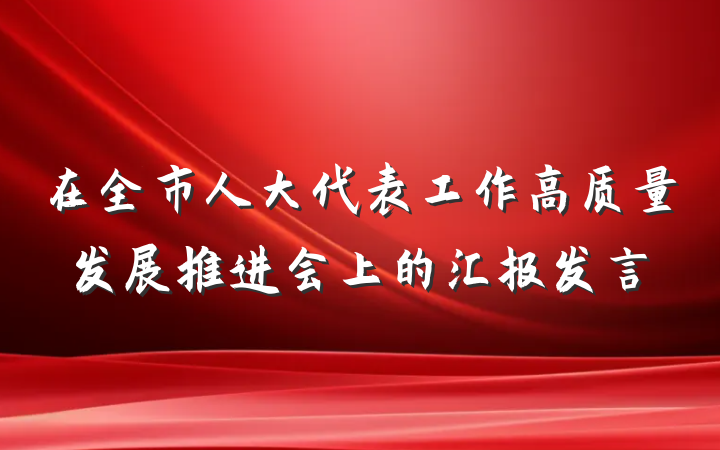 在全市人大代表工作高质量发展推进会上的汇报发言