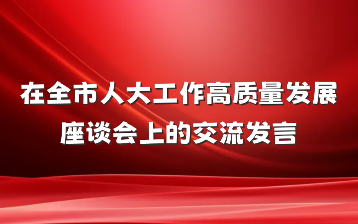 在全市人大工作高质量发展座谈会上的交流发言