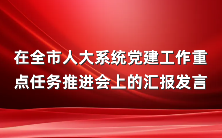 在全市人大系统党建工作重点任务推进会上的汇报发言