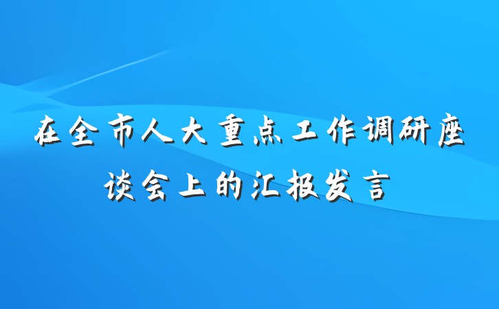 在全市人大重点工作调研座谈会上的汇报发言