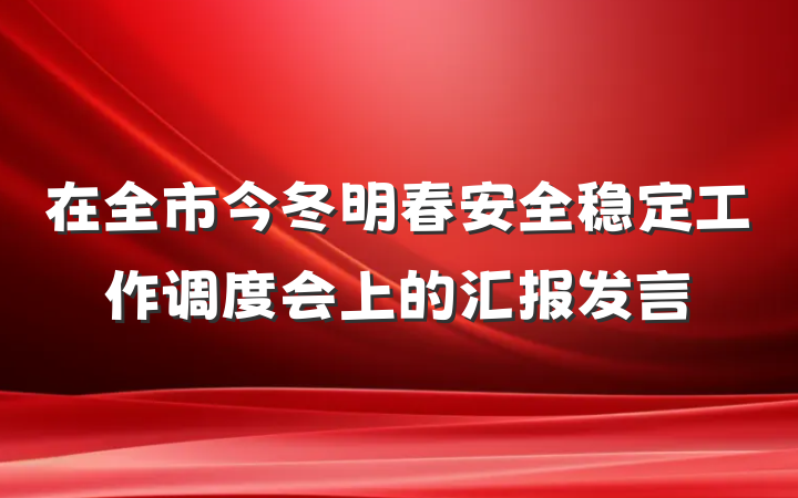 在全市今冬明春安全稳定工作调度会上的汇报发言
