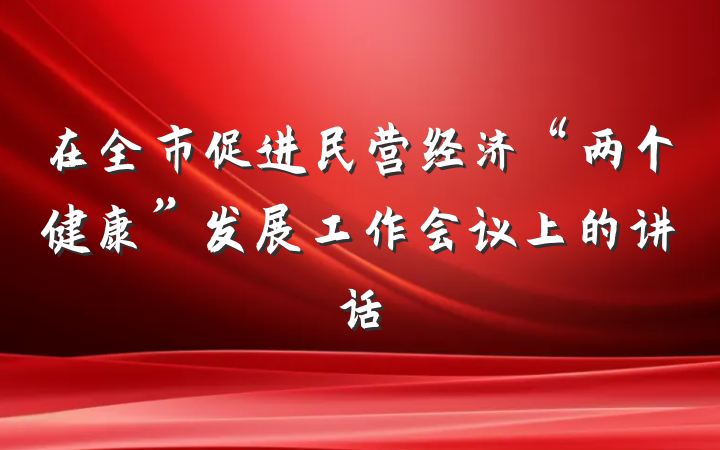 在全市促进民营经济“两个健康”发展工作会议上的讲话