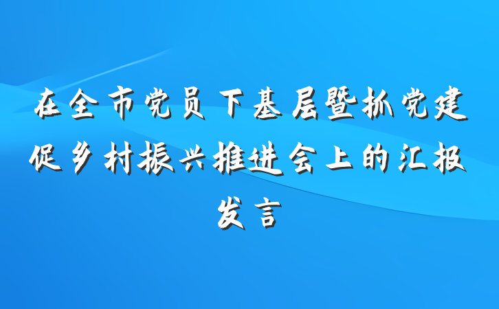 在全市党员下基层暨抓党建促乡村振兴推进会上的汇报发言