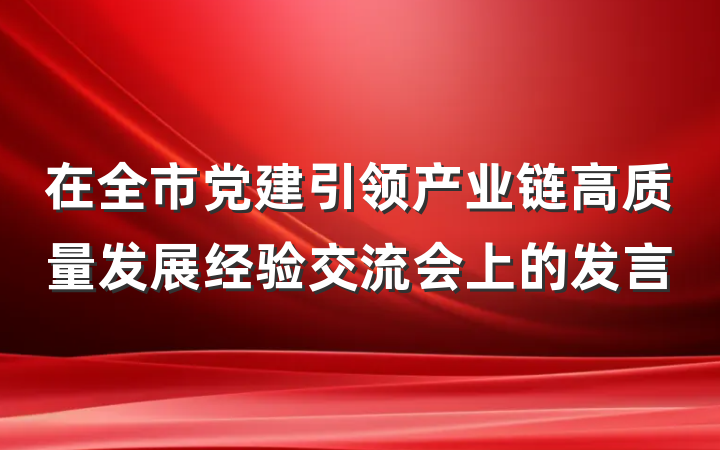 在全市党建引领产业链高质量发展经验交流会上的发言