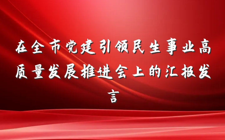 在全市党建引领民生事业高质量发展推进会上的汇报发言