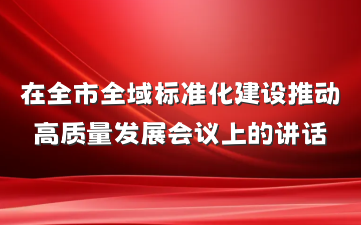 在全市全域标准化建设推动高质量发展会议上的讲话