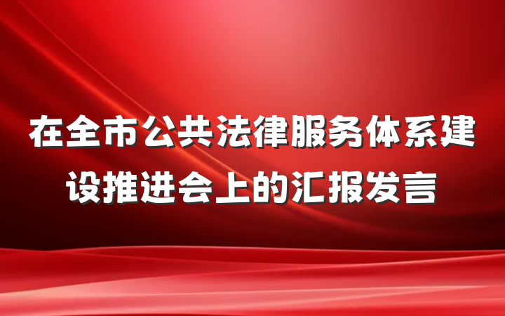 在全市公共法律服务体系建设推进会上的汇报发言