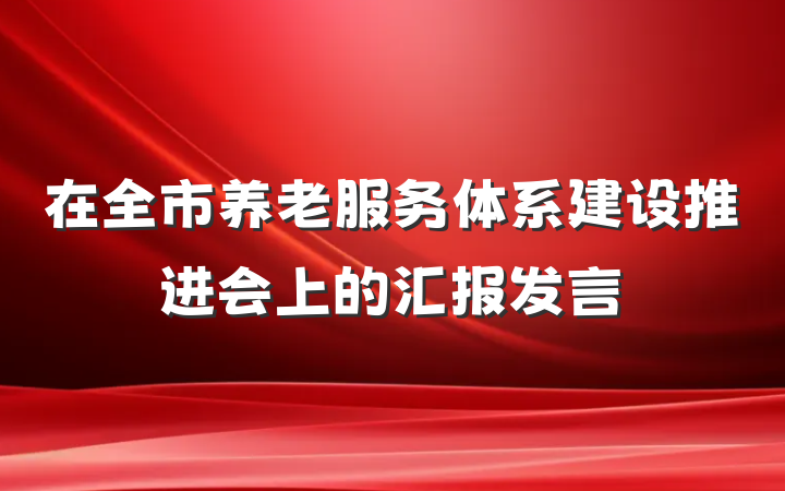 在全市养老服务体系建设推进会上的汇报发言