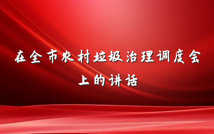 在全市农村垃圾治理调度会上的讲话