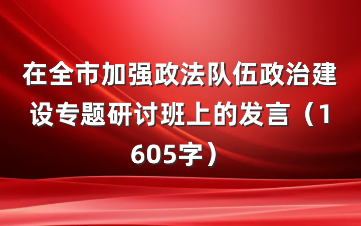 在全市加强政法队伍政治建设专题研讨班上的发言（1605字）