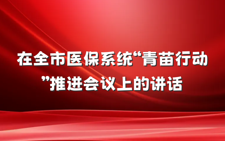 在全市医保系统“青苗行动”推进会议上的讲话