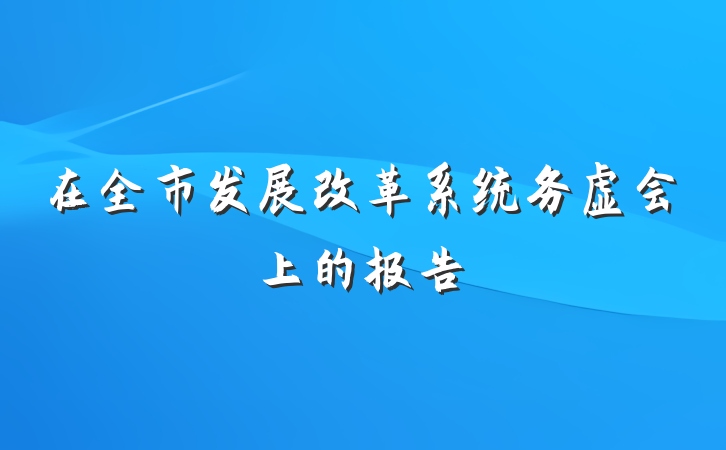 在全市发展改革系统务虚会上的报告