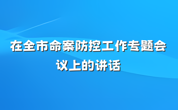 在全市命案防控工作专题会议上的讲话