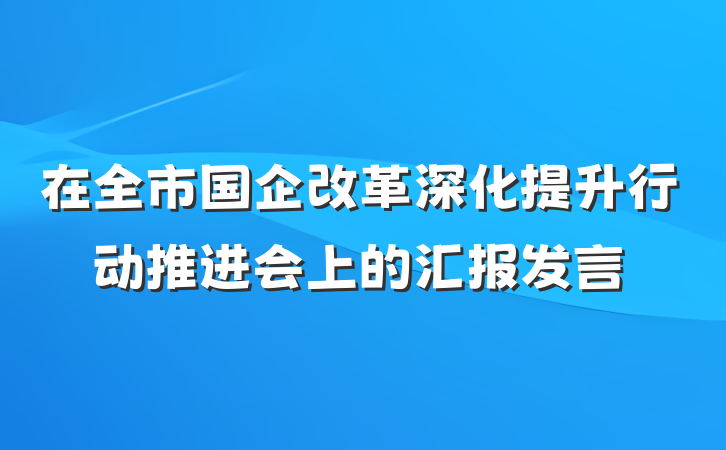 在全市国企改革深化提升行动推进会上的汇报发言