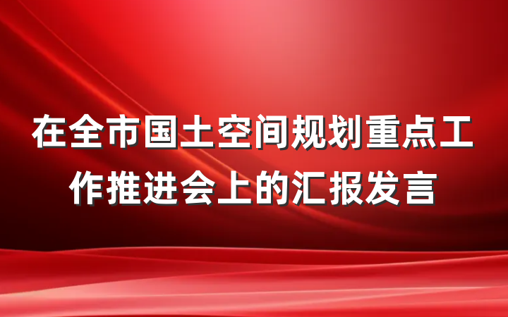 在全市国土空间规划重点工作推进会上的汇报发言