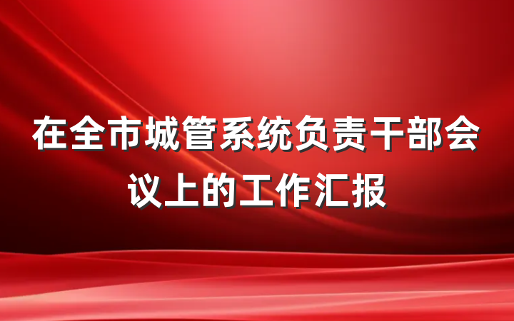 在全市城管系统负责干部会议上的工作汇报