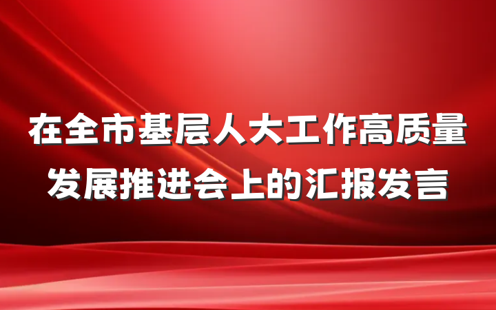 在全市基层人大工作高质量发展推进会上的汇报发言