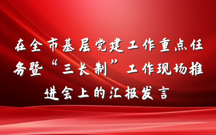 在全市基层党建工作重点任务暨“三长制”工作现场推进会上的汇报发言