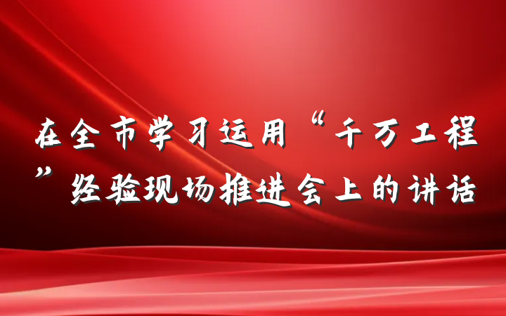 在全市学习运用“千万工程”经验现场推进会上的讲话