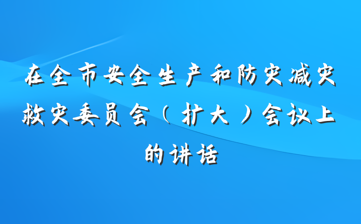 在全市安全生产和防灾减灾救灾委员会（扩大）会议上的讲话