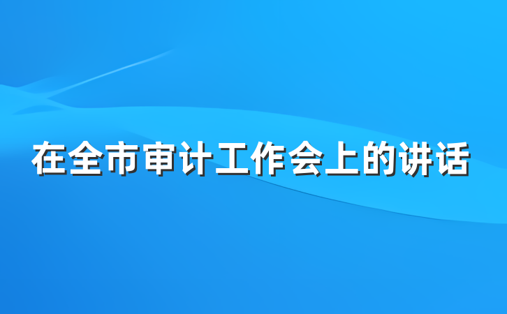 在全市审计工作会上的讲话