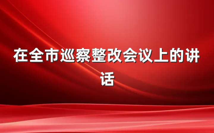 在全市巡察整改会议上的讲话