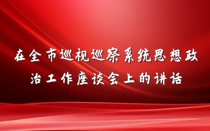在全市巡视巡察系统思想政治工作座谈会上的讲话