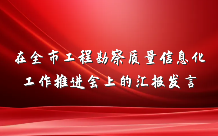 在全市工程勘察质量信息化工作推进会上的汇报发言