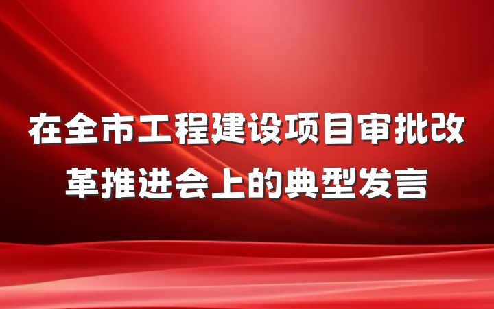 在全市工程建设项目审批改革推进会上的典型发言