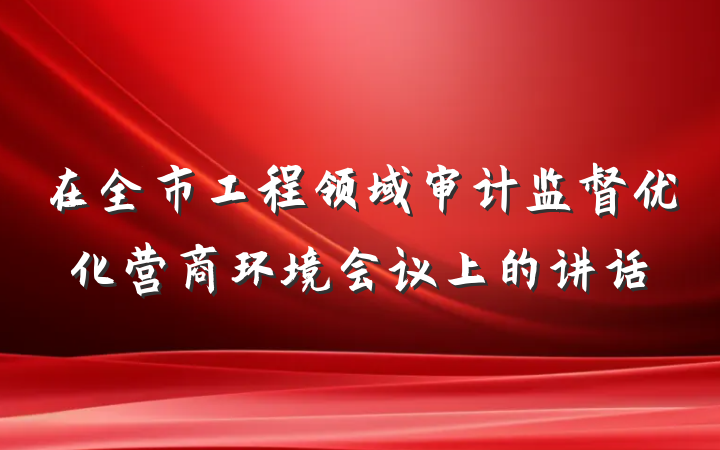 在全市工程领域审计监督优化营商环境会议上的讲话