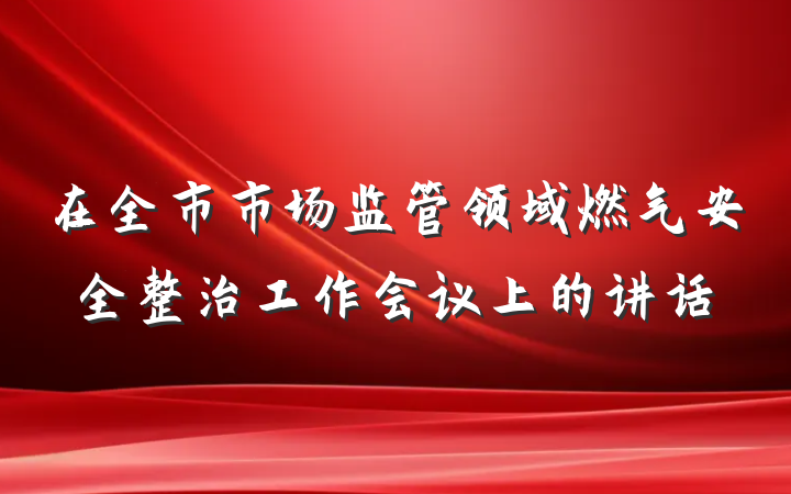 在全市市场监管领域燃气安全整治工作会议上的讲话