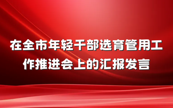 在全市年轻干部选育管用工作推进会上的汇报发言